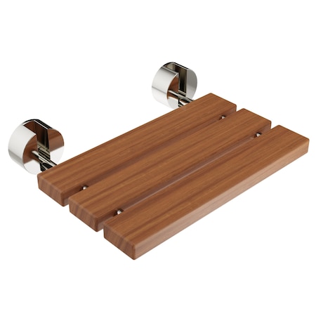 Steamspa Leisure 20 in. Teak Wood Wall Mounted Folding Shower Seat in Chrome Finish SSP-D-7-CH